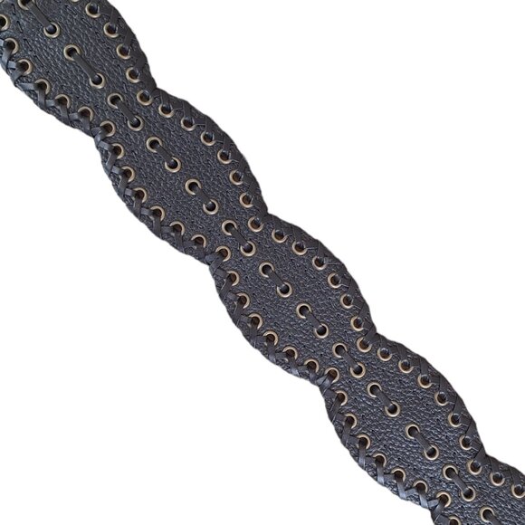 Brighton Sara Toga Leather Belt Size 32 Textured Black Whip Stich Western - Picture 5 of 10